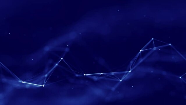 connection concept The Internet network is derived from polygonal connections using slow motion dots and lines. It consists of a dark blue background with a space above it.