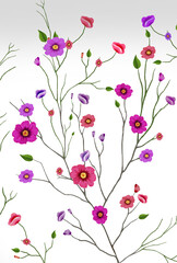 A branch with blooming flowers for wedding design, invitation or stationery card print.