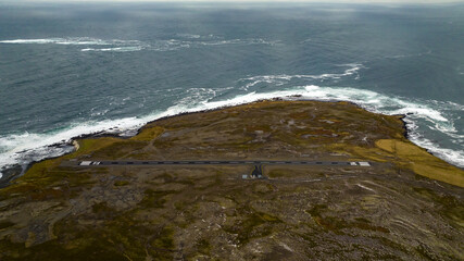  aerial view of Gjögur Airport asphalt runway