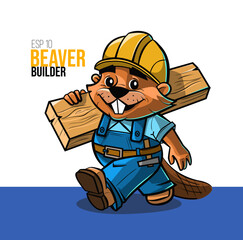 Beaver builder. Cartoon character design. Mascot design. Vector illustration © aksol