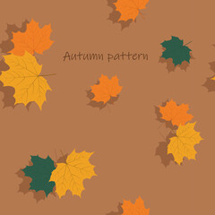Naklejka na ściany i meble Beautiful autumn pattern with yellow and orange leaves. Great background for design. 