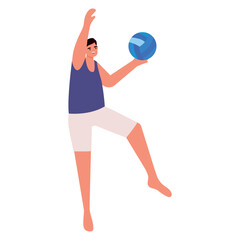 Fototapeta na wymiar cartoon man playing volleyball