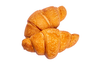 Freshly baked croissants isolated, on transparent white background