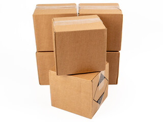 Cardboard box on a white background. Closed cardboard boxes.