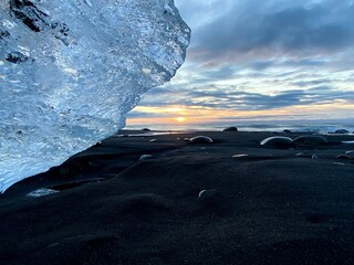 Iceland, sunrise, diamond beach