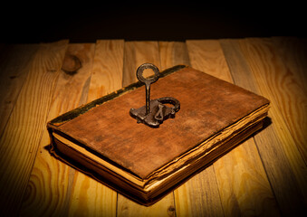 Unlock the potential of knowledge theme with vintage book and key lock