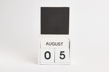 Calendar with the date August 5 and a place for designers. Illustration for an event of a certain date.