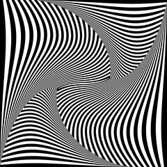 Twisting Torsion Movemen in Abstract Op Art Lines Pattern. 3D Illusion