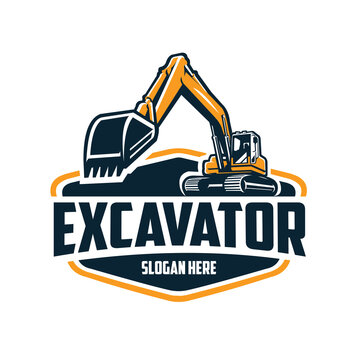 Excavator Company Emblem Logo Template Set Vector Isolated