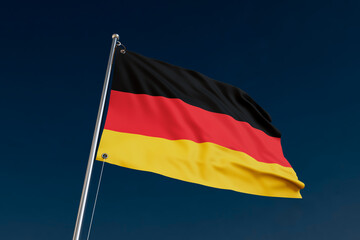 BANDERA DE ALEMANIA EN MASTIL FONDO AZUL RENDER 3D 