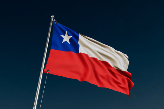 Bandera De Chile Con El Mástil De La Bandera Ondeando En El Viento Sobre  Fondo Blanco Fotos, retratos, imágenes y fotografía de archivo libres de  derecho. Image 8249537