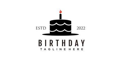 Birthday cake logo design icon template