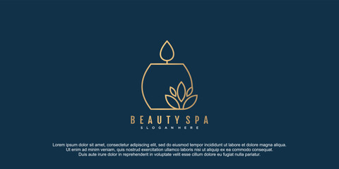 Beauty spa logo lineart design with gradient gold icon illustration