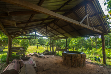 View of a flour mil in a local community at the Amanzon forest - Careiro, Amazonas, Brazil
