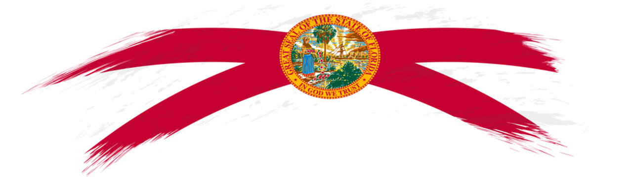 Flag of Florida in rounded grunge brush stroke.