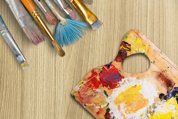 Set of artists paint brushes, creativity concept