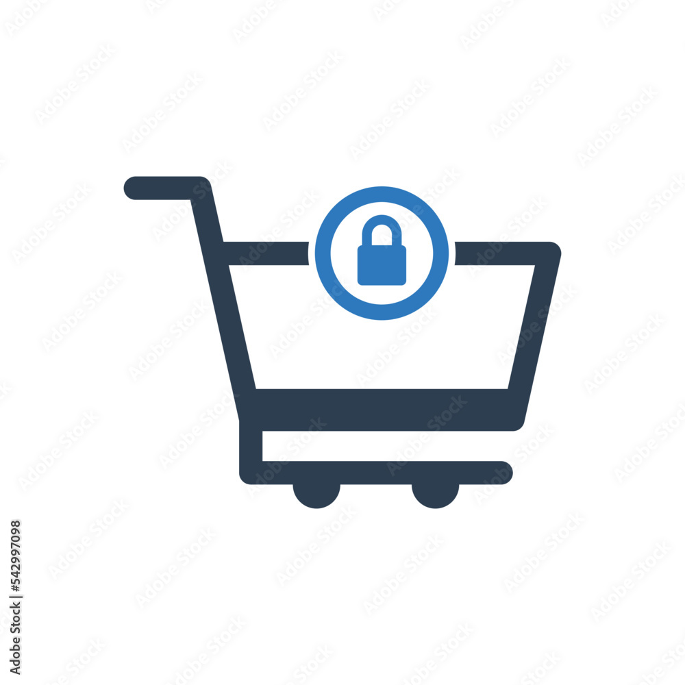 Wall mural Lock Shopping Cart Icon