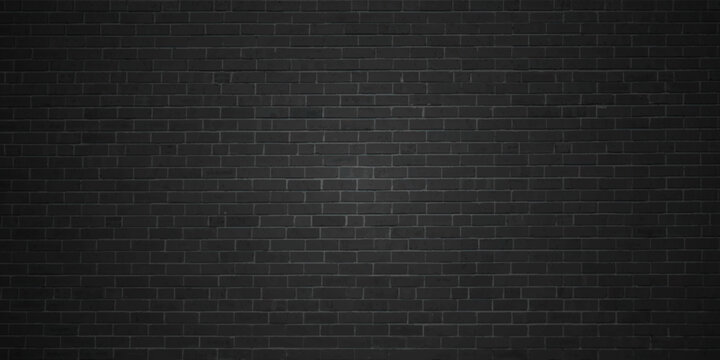 Black brick wall background abstract concrete wall or Old cement grunge empty background with white  shadow. Vector illustrator