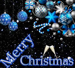 Naklejka premium christmas ornament decoration holiday celebration merry xmas background decorative festive new december white star blue ornament and winter design greeting card.