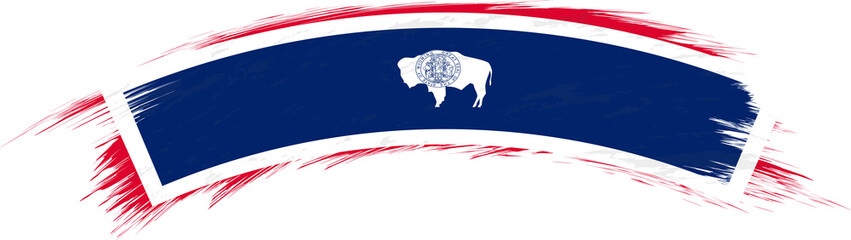 Flag of Wyoming in rounded grunge brush stroke.