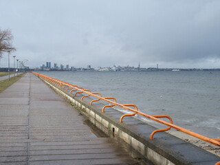 View across the Baltic Sea to the Tallinn skyline, Estonia