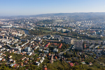 Aerial autumn view of Cluj Napoca city, Romania