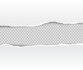 Torn paper on transparent background with space for text. Vector illustration.