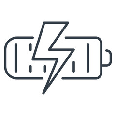 Vector isolated icon of charging battery and lightning sign.