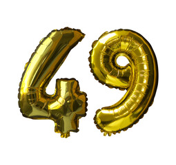 49 Golden number helium balloons isolated background. Realistic foil and latex balloons. design elements for party, event, birthday, anniversary and wedding.