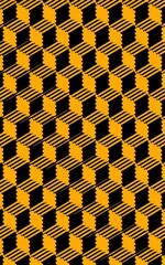 black and gold diagonal lines arranged to form seamless optical illusion design