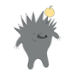 Cute hand drawn sleeping hedgehog. Animal for the design of children's products.