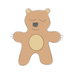 Flat style print for kids. cute cartoon Bear character.