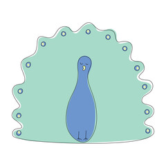 line drawing of pretty peacock.vector illustration