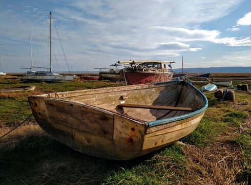 An old fishing boat in Heswall on the Wirral Peninsula