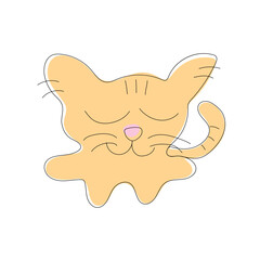Minimal sleeping cat, stylized simple kitten