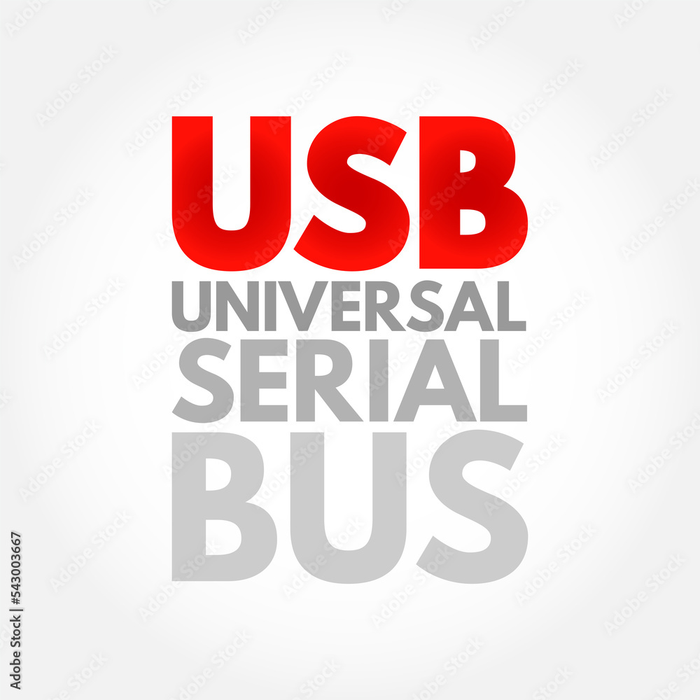 Aufkleber usb universal serial bus - common interface that enables communication between devices and a host co