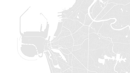 White and light grey Colombo city area vector background map, roads and water illustration. Widescreen proportion, digital flat design.