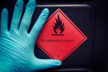 Flammable liquid symbol on the chemical tank