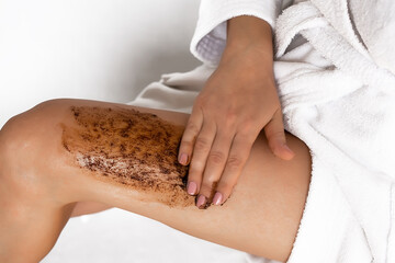 coffee body scrub. Means against cellulite. Body skin care