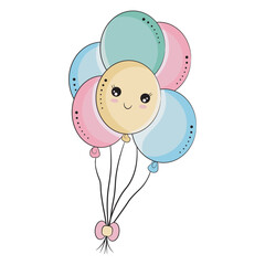 Cute Party Balloons cartoon illustration