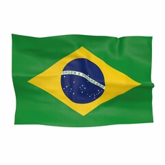 flag of brazil on a white background 3d-rendering