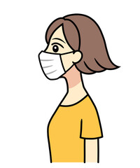 A young woman with a face mask