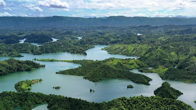 Beautiful aerial view of Rangamati, bangladesh. Kaptai lake.