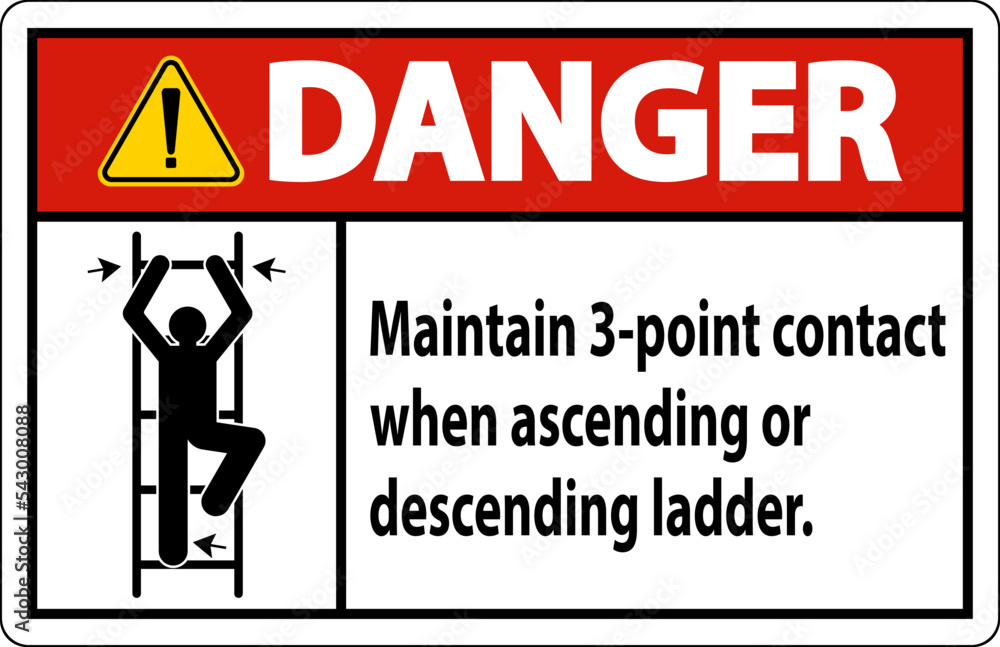 Wall mural Danger Maintain 3 Point Contact When Ascending Or Descending Ladder