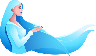 Beautiful woman with long hair to represent  winter