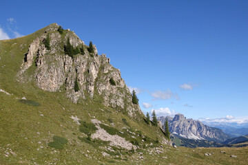 Blick vom Padonkamm zum Sass Songher