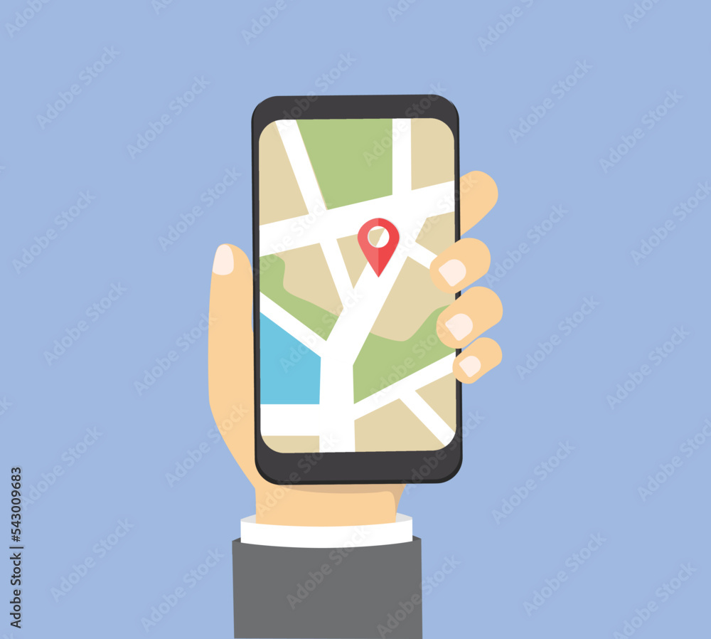 Aufkleber online city map, gps app on mobile phone screen. using navigation application for travel with locati