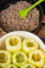 Preparation of Stuffed yellow peppers