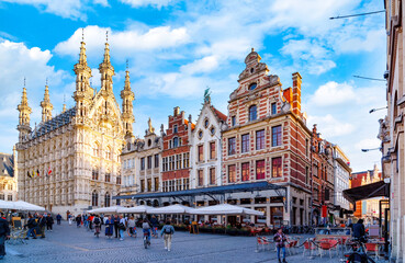 Town Hall in center of Leuven , Belgium - obrazy, fototapety, plakaty