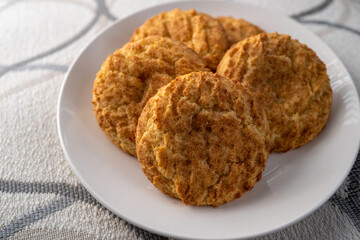 Cinnamon sugar cookies in a white plate